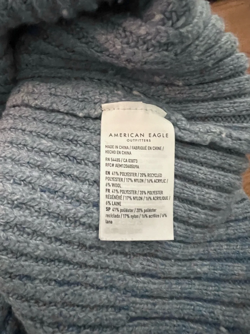 American Eagle Blue Cropped Sweater XS Chunky Knit Crewneck - Picture 5 of 8